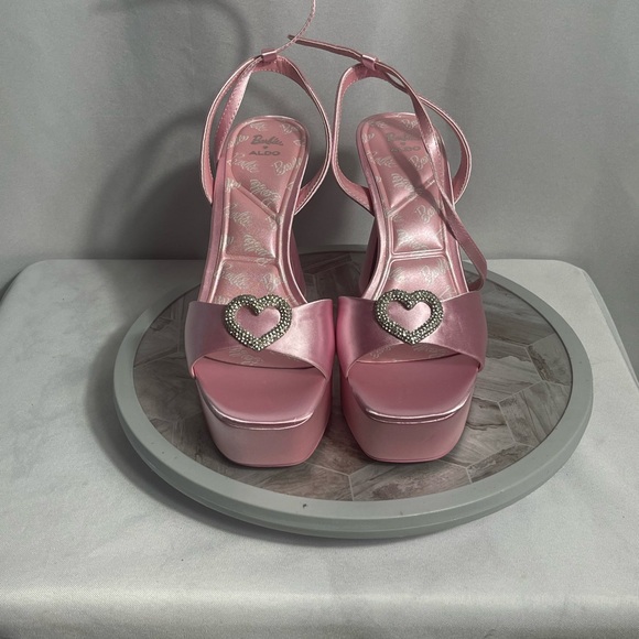 Barbie x ALDO Pink Satin Heart Platform Heels Sandals Size 8.5 US 39 Eur 2023 - Picture 1 of 12
